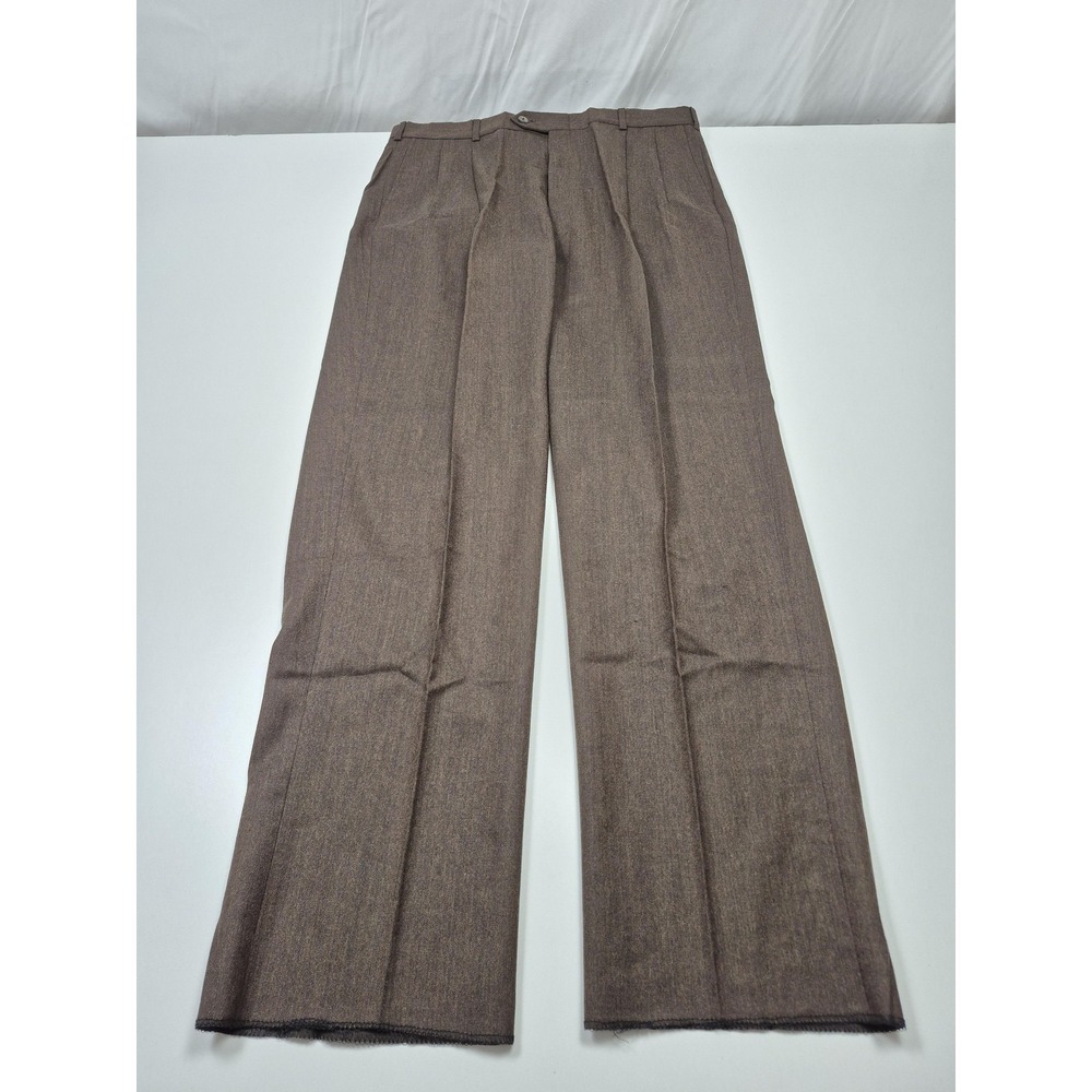 VTG John Alexander Dress Pants Mens 38x36 Brown Wool Pleated Unhemmed NWT